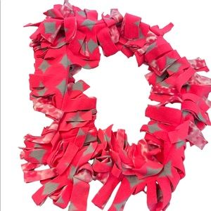 Girls Fringe Pink/Grey Scarf